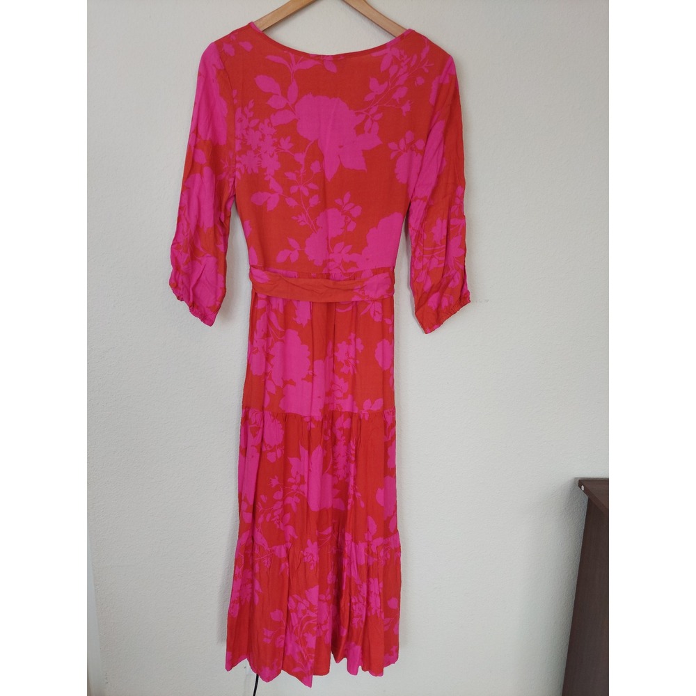 Petal + Pup Alijah Floral Tiered Midi Dress V-Neck Tie Waist Size Small NWT - Picture 5 of 8